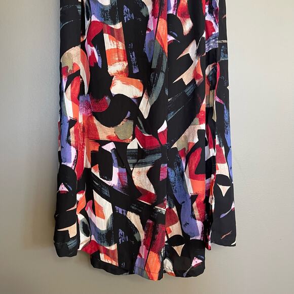 New York & Company Abstract Print Jumpsuit Size XXL Wide Leg Flowy Colorful Chic - Picture 14 of 16